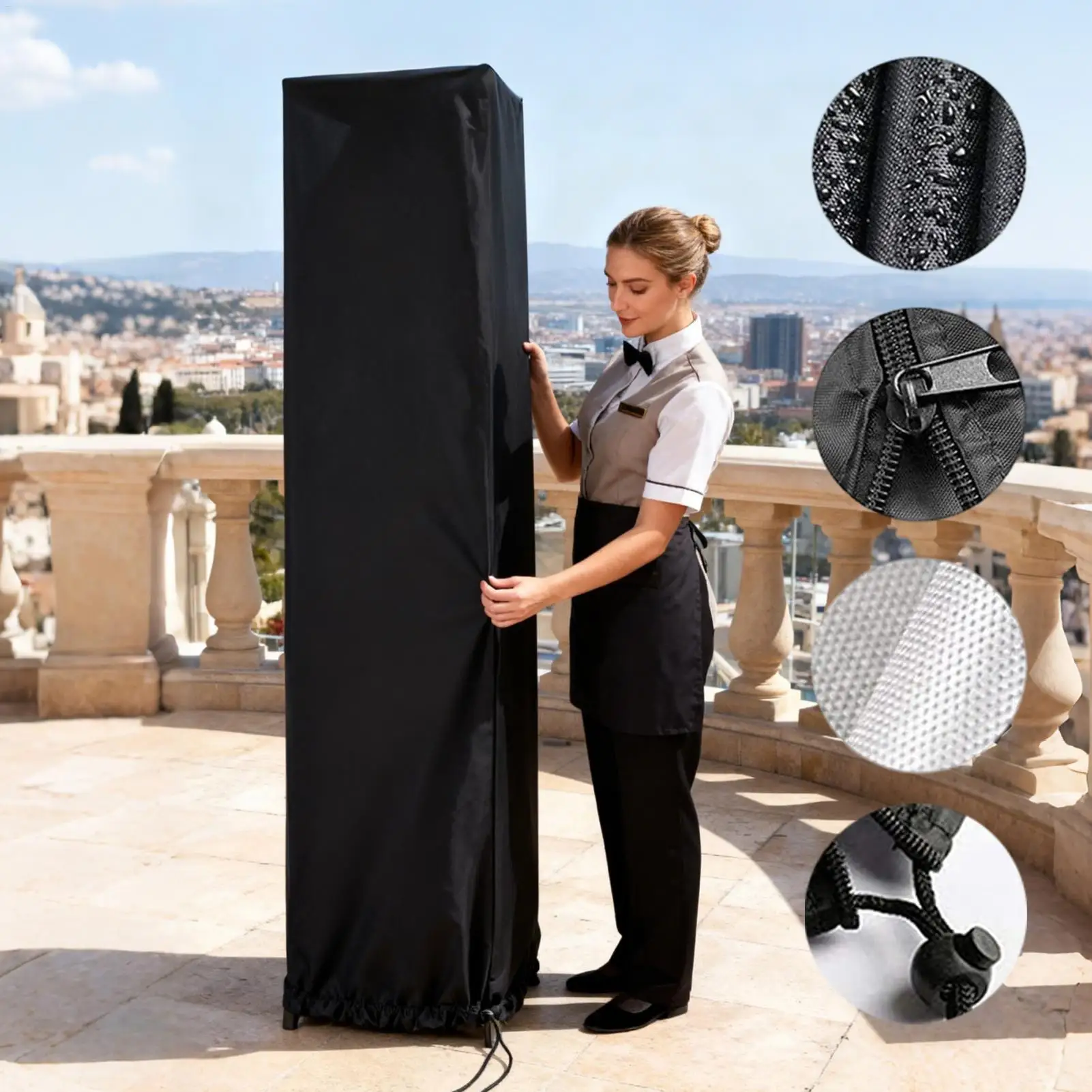 

Patio Heater Covers Waterproof UV-Resistant Shield Winter Anti-UV Windproof Heater Covers for Outdoor Garden Yard Pathway