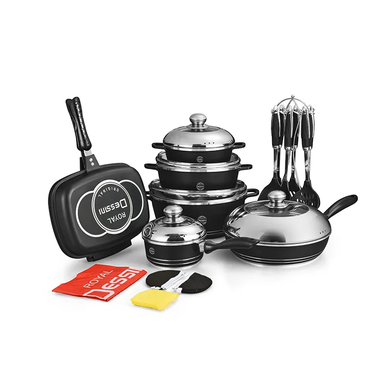 

aluminum pot for home kitchen non-stick pot die-cast soup pot 23-piece cooking suit
