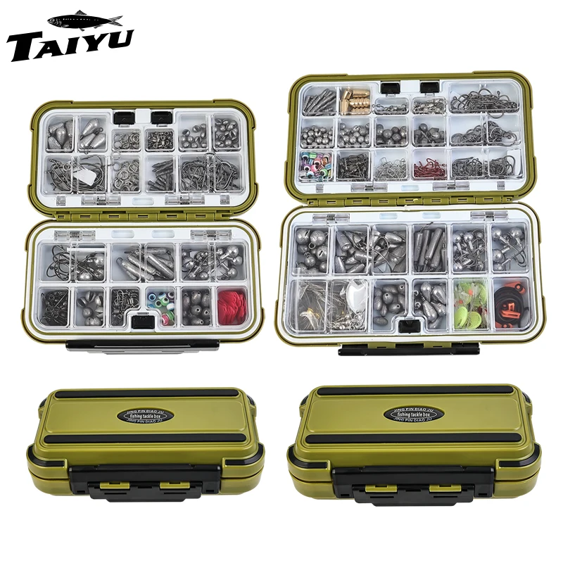 

TAIYU 329/537pcs Outdoor Fishing Accessiories Kit with Tackle Box Hooks Sinkers Swivels for Saltwater Fishing Complete Lure Set