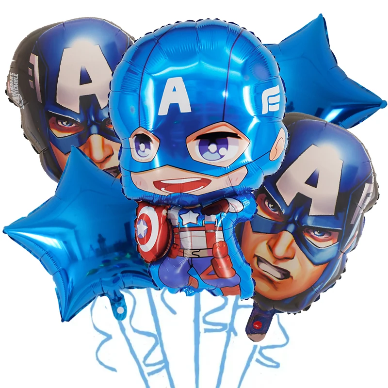 مجموعة بالونات فويل المنتقمون للأطفال ، الرجل الحديدي ، كابتن أمريكا ، الرجل العنكبوت ، الهيكل ، لوازم ديكورية ، حفلة عيد ميلاد ، 5 * #2