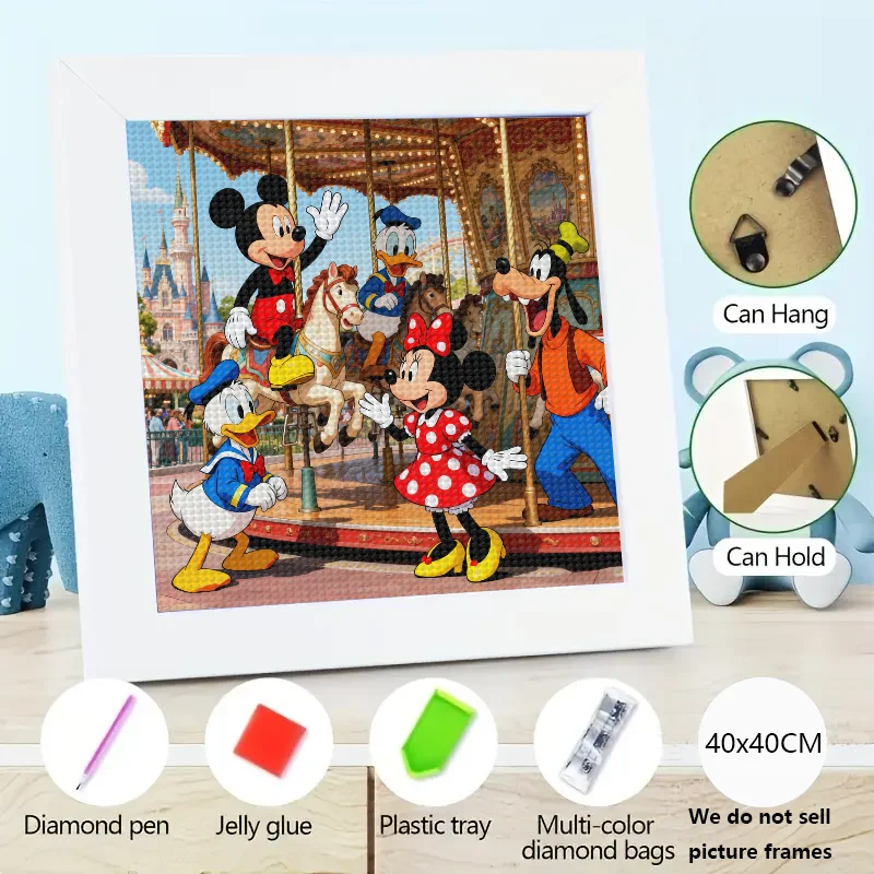 

1 шт. DIY 5D комплект алмазной живописи, Микки Маус Диснея, Минни Маус, Дональд Дак, Гуфи, карусель, парк развлечений, тема, полная дрель Di