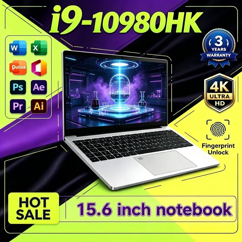 Intel Core I9 10980HK 15.6 Inch Laptop 32GB RAM 2TB SSD Windows 11 Office PC Notebook Computer Radiant Gaming Laptops