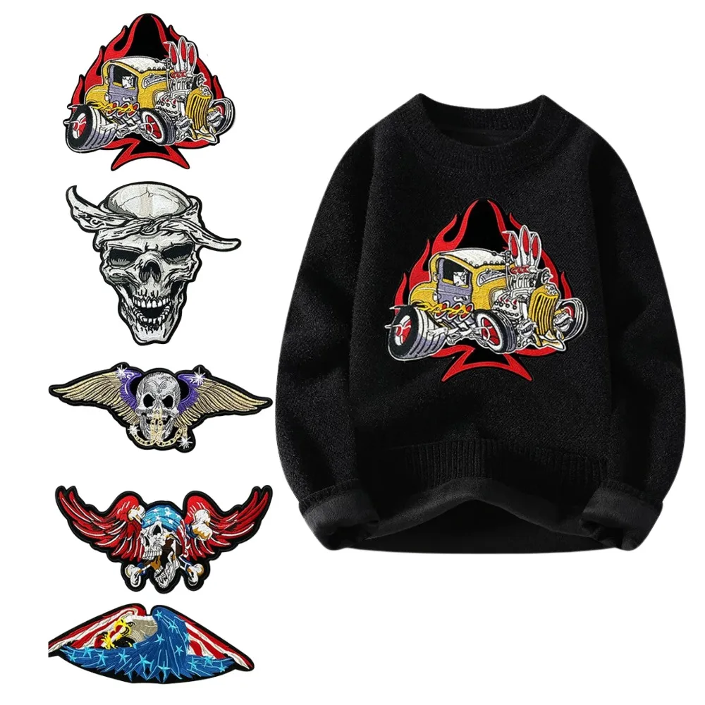 

Oversized Punk Style Embroiderey Patch Denim Decoration Accessories Stickers Appliques for Clothing Iron on Patches for Clothes