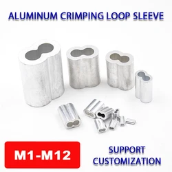 M1-M12 Aluminum Crimping Loop Sleeve Wire Rope Ferrule 8-shaped Double Hole Clamp Cable Rope Fixing Clip Aluminum Buckle