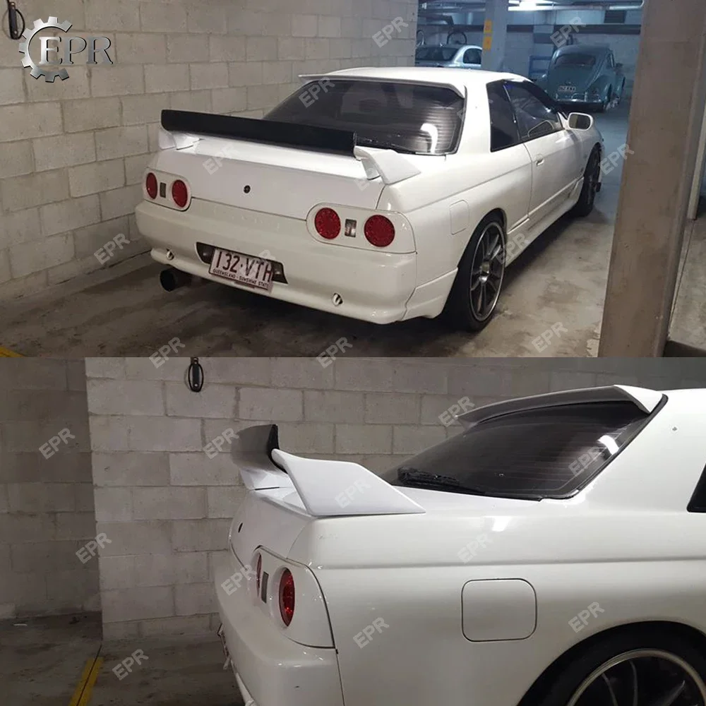 For Nissan R32 Skyline GTR RB Style Carbon Glossy and FRP Unpainted Rear Spoiler Wing Exterior kit(Include support rod)