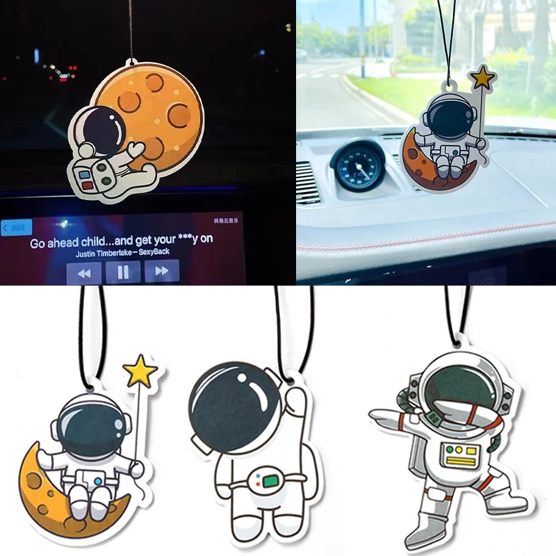 

Cute Astronaut Pendant Car Perfume Piece Cartoon Auto Air Freshener Auto Rearview Mirror Hang Perfume Pendant Car Decor Interior