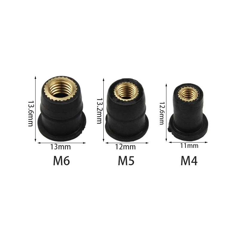 10Pcs Motorcycle M4 M5 M6 Metric Rubber Well Nuts Windshield Rivet Nut Crews Bolts Accessories For Honda Suzuki Yamaha Kawasaki