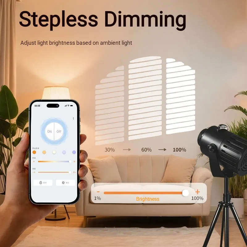 Live Stream Background Projector Light Anchor-Specific Beam Spotlight with Patterns for Studio Portrait & Ambiance Lighting
