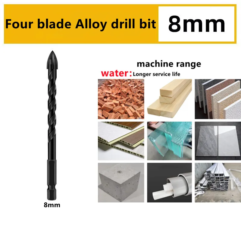 Lengthen Cross Hex Tile Bits Glass Ceramic Concrete Hole Opener Alloy Triangle Drill Size 3/4/5/6/8/10/12 mm