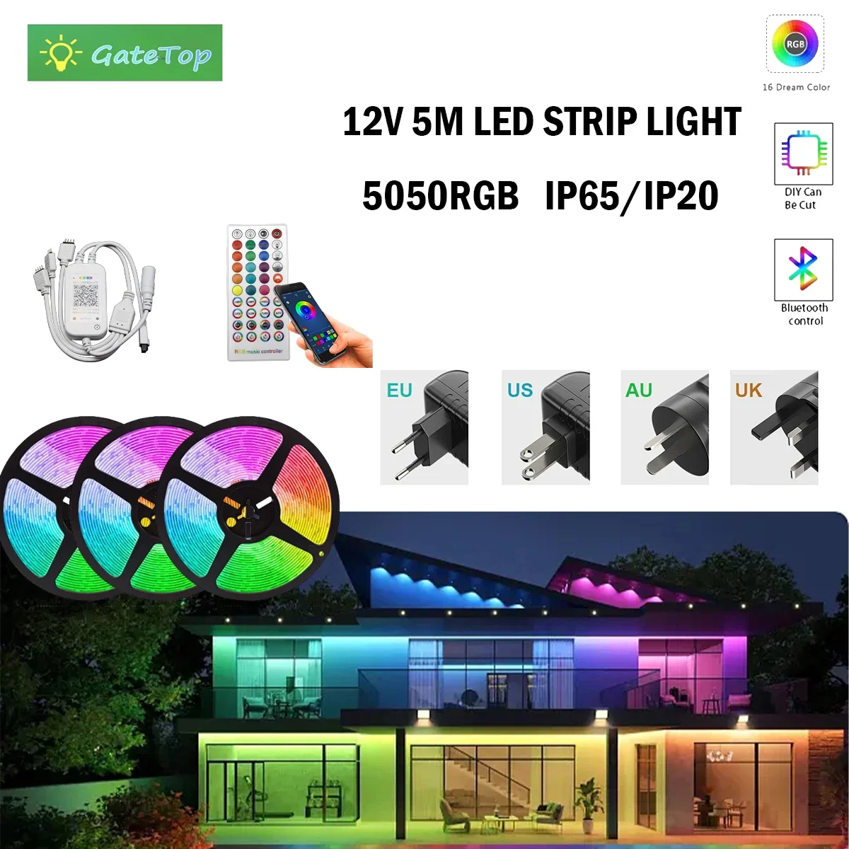 

LED Light Strips IP65/IP20 Bluetooth Controller Flexible RGB 5050 Decoration BackLight Lamp Night light Luminous String Bedroom