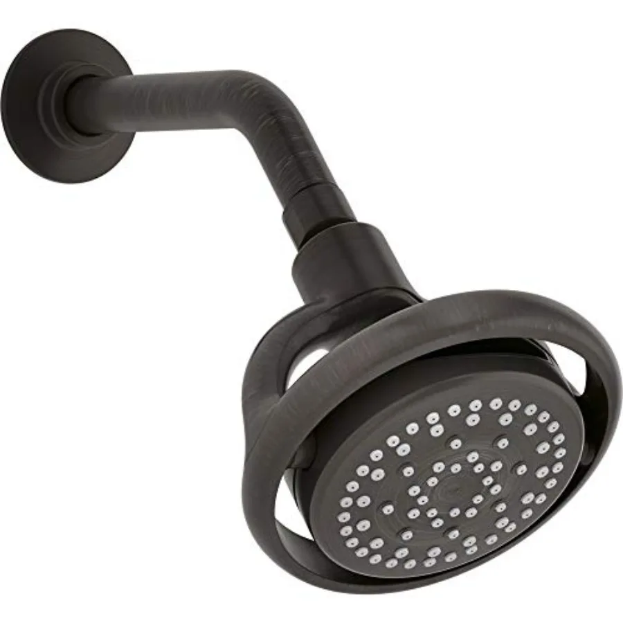 

Flipside Showerhead for modern bathrooms, oil-rubbed bronze finish, durable brass construction, adjustable spray settings and w