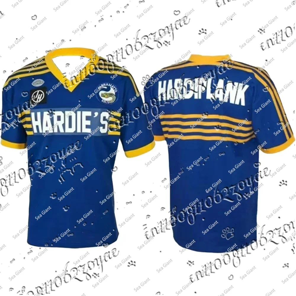 

Мужская спортивная рубашка Parramatta Eels в стиле ретро, спортивная рубашка в стиле ретро, классический модный повседневный повседневный темно-синий спортивный костюм для подростков, топ