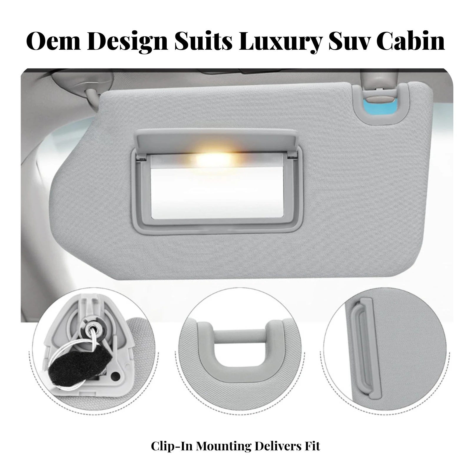 Car Sun Visor Pair Long-Lasting Sun Visor with Vanity Mirror Auto Part Slimline for Repair Shops, Daily Driving