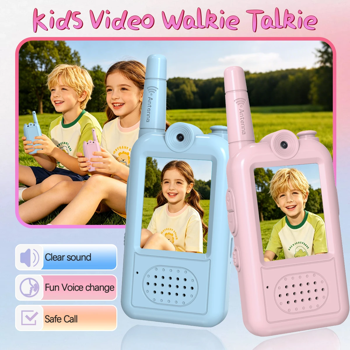 2PCS AIRITON JK201 Kids Walkie Talkie Video Intercom More Function Easy Chatting Cute Gifts for Holiday Children Ham Radio