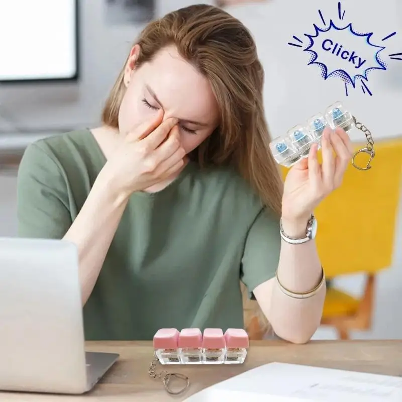 1Pcs 4 Keys Finger Keyboard Caps DIY Keyboard Clicker Toys Button Keycap  Keychain For Adult Relief Stress Toy