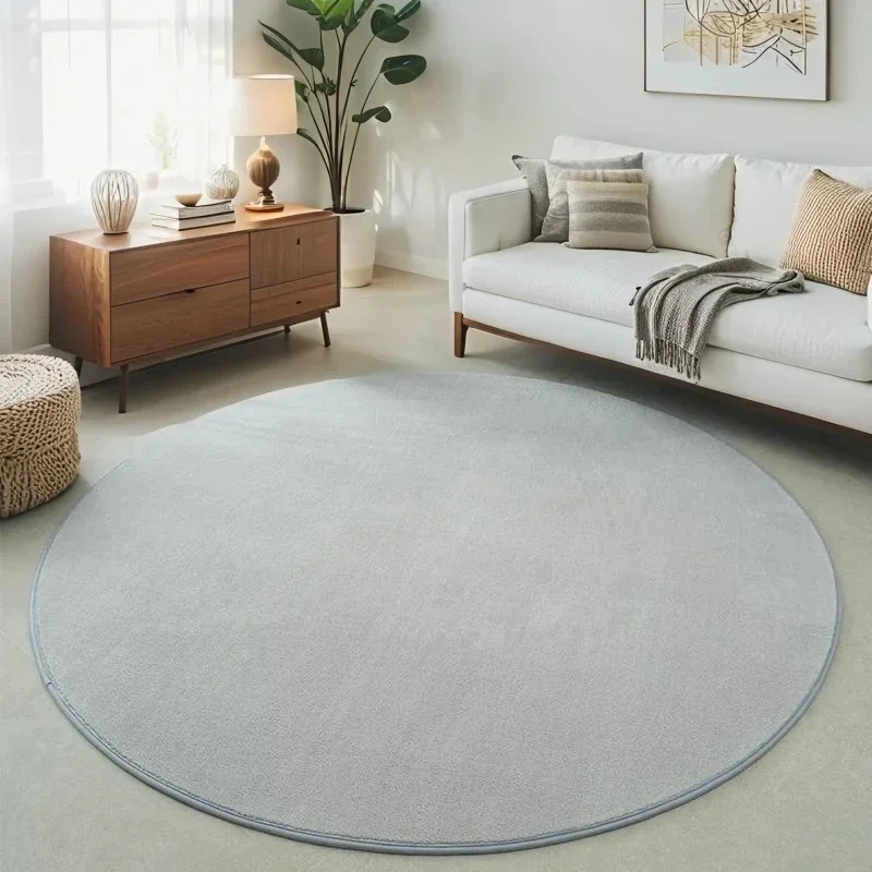 Coral Velvet Carpet Round For Modern Living Room Area Rug Solid Color Kids Bedroom Play Mat Silent and Moisture-proof Rugs Gray