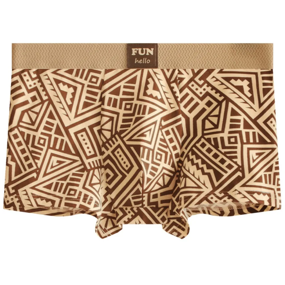 

Elastic Simple Men Boxer Briefs Breathable Stripe Wave Cotton Boxers Underpants Seamless Underwear for Men Daily