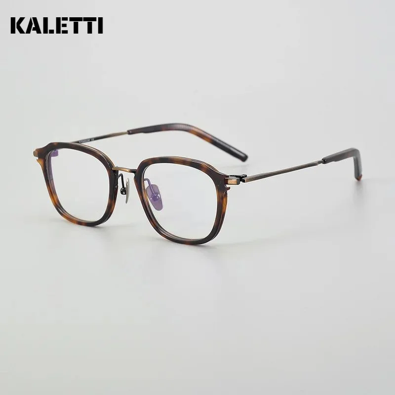 Japanese handmade ultra-light pure titanium myopia glasses frame large face advanced retro plate glasses frame