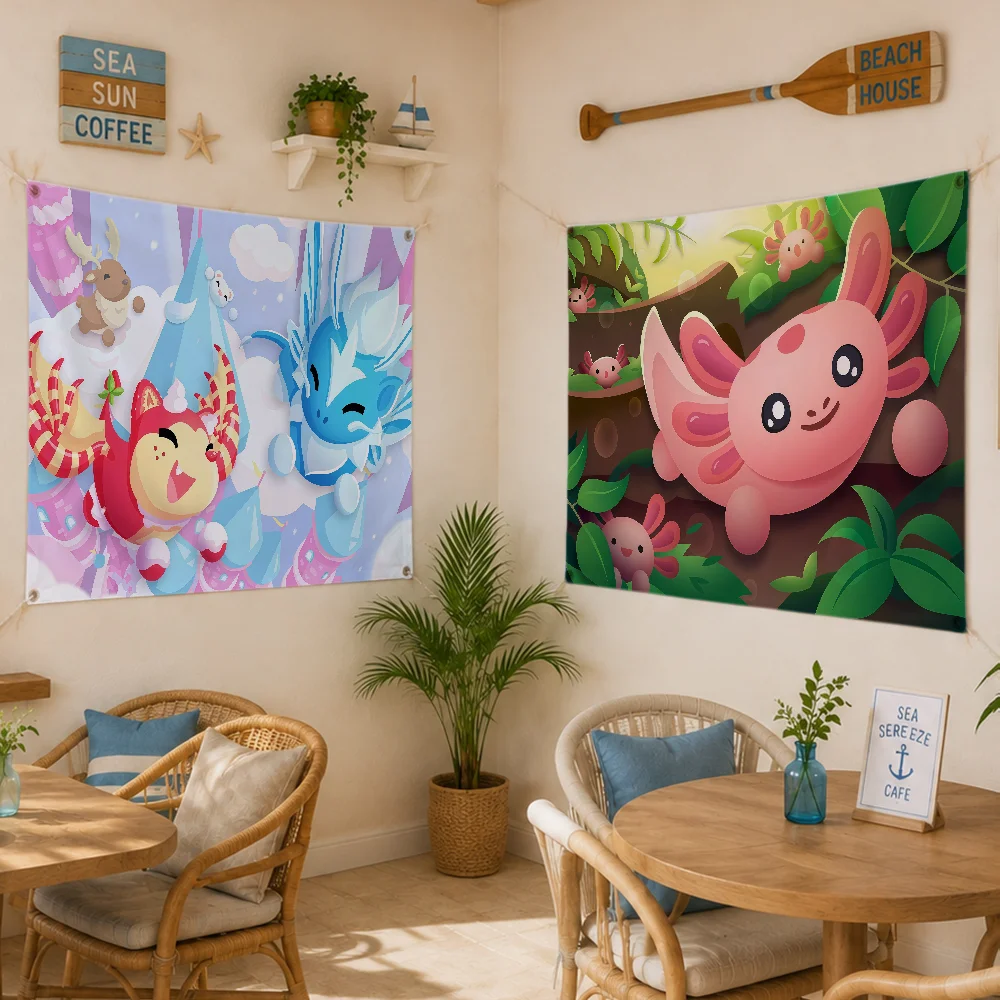 Cute Game A-Adopt M-Me! Flag Digital Printed Flag Tapestry Creative Pattern Living Room Wall Art Party Outdoor Decor