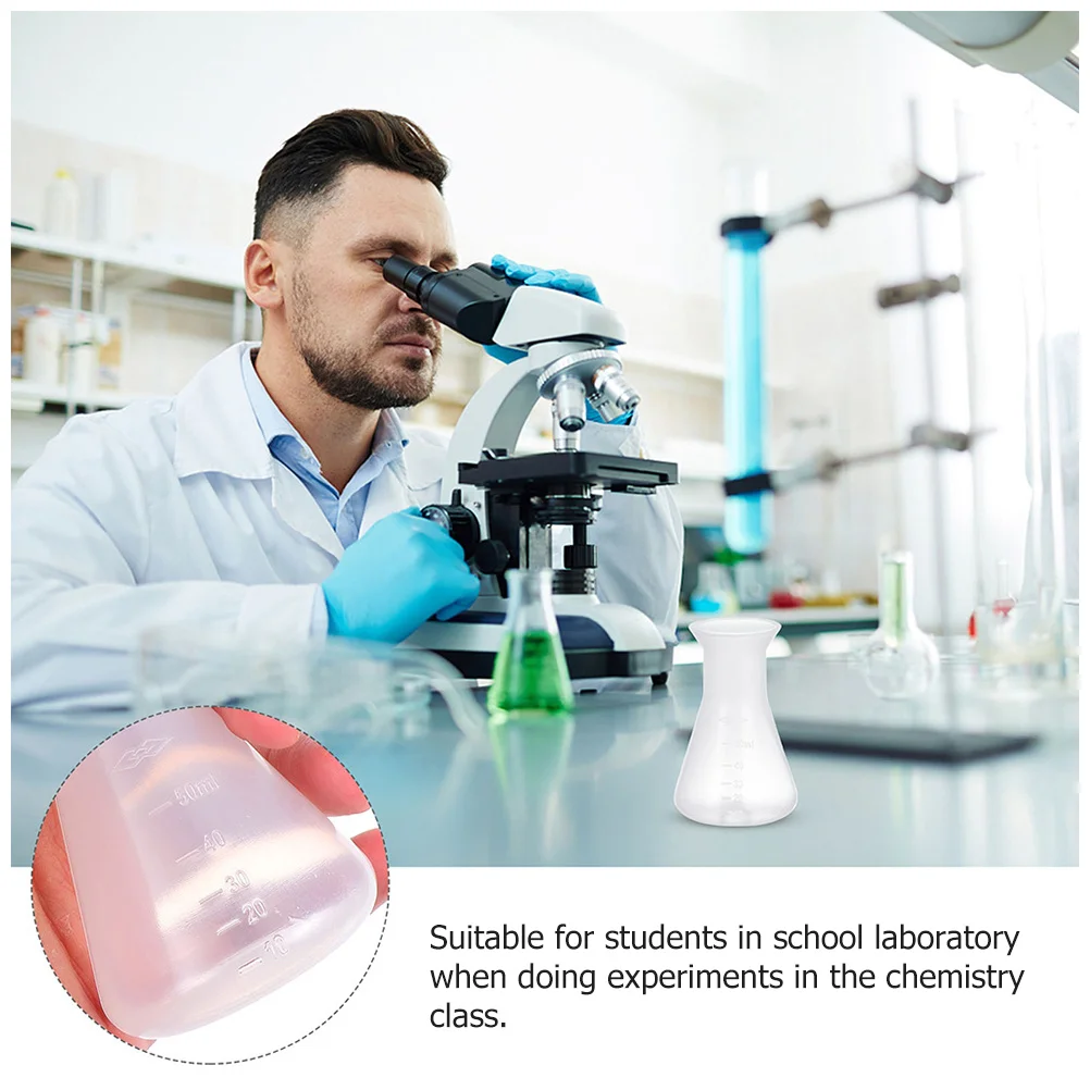 

6Pcs 50Ml Erlenmeyer Flask Plastic Science Flask with Milliliter Scale Non Toxic Laboratory Glassware for Educational Use
