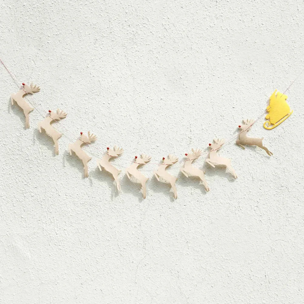 

Christmas Party Banner Hanging Garland Reindeer Xmas Decor Elk Latte Supplies Merry