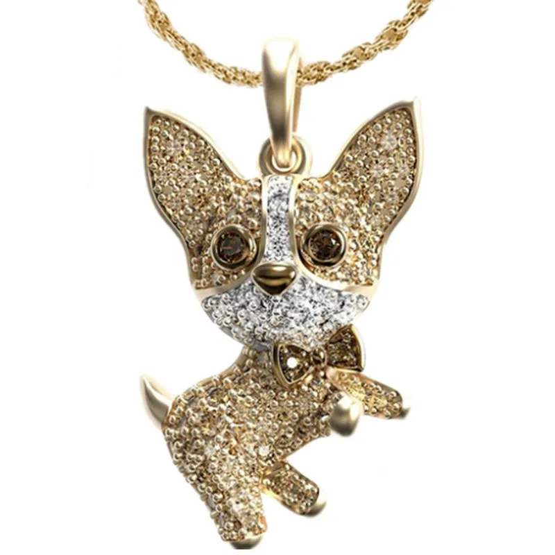 Fashion Dog Necklace Zircon Fadou Pendant Engagement Necklaces for Women Animal Jewelry Charm Accessories Party Anniversary Gift