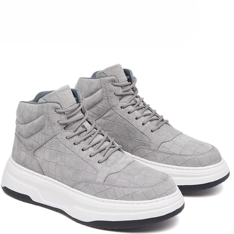 Winter Warm High Top Casual Board Shoes for Men's Versatile Height Increasing Shoes Warm Comfortable Breathable Thick Sole Shoes