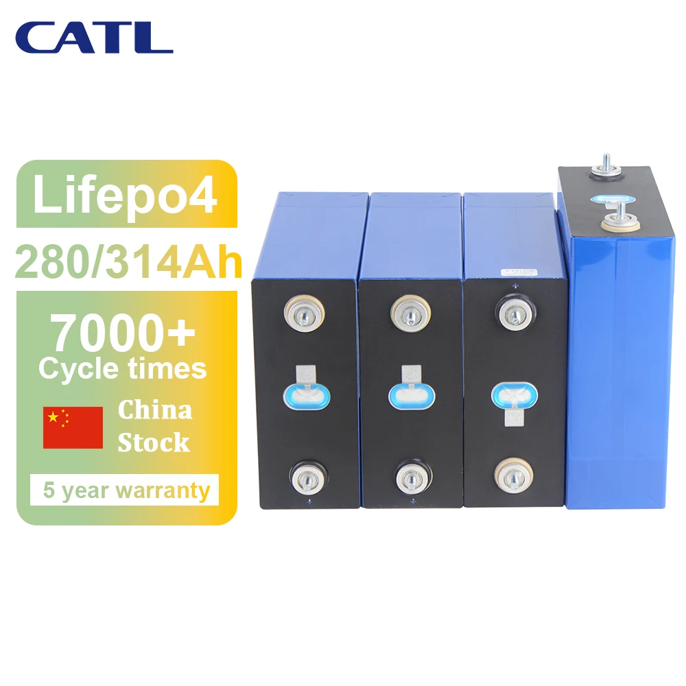 CATL 3.2V 280Ah 314Ah Lifepo4 Rechargeable Batteries 4-16pcs Prismatic Cell For Solar System Outdoor Power Supply Boat
