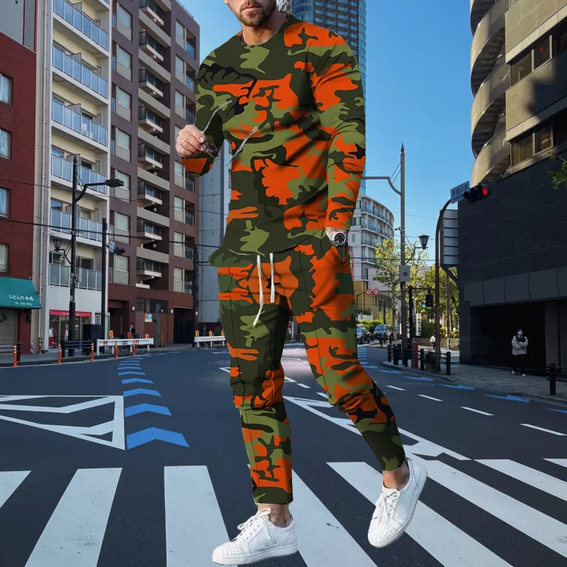 

2025 Spring and Autumn Fashion Hunting Camouflage Printed Men's Adult Long Sleeve Suit Daily Casual Street Sports Suit