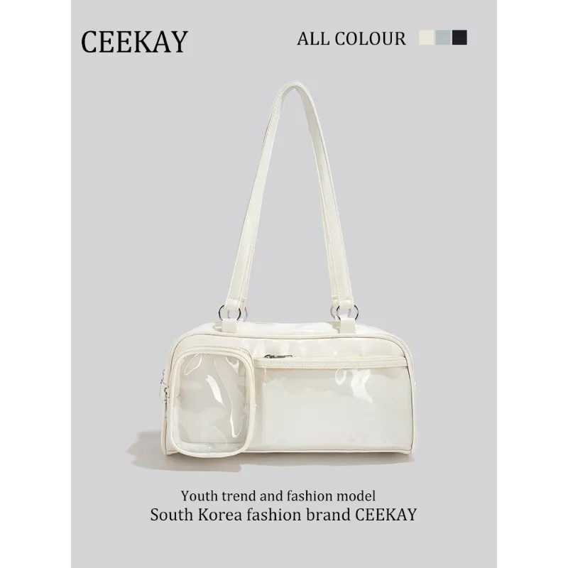 

2026 New CEEKAY , Glossy PU Shoulder Bag, Clear Window Pocket Handbag for Women Perfect for Daily & Dates handbag