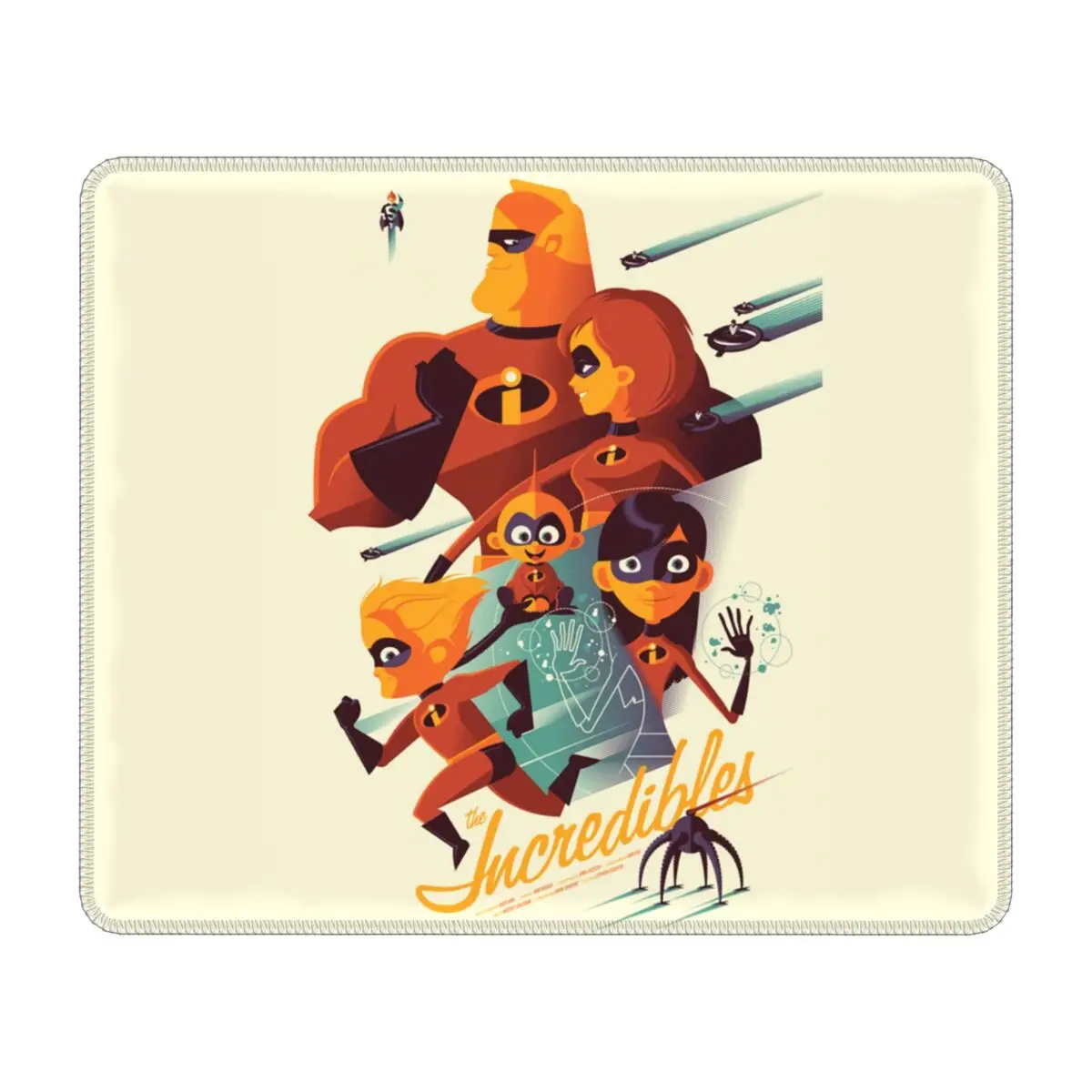 Custom The Incredibles Computer Mouse Pad Mousepad with Stitched Edges Non-Slip Rubber Elastigirl Bob Parr Mouse Mat for Gaming