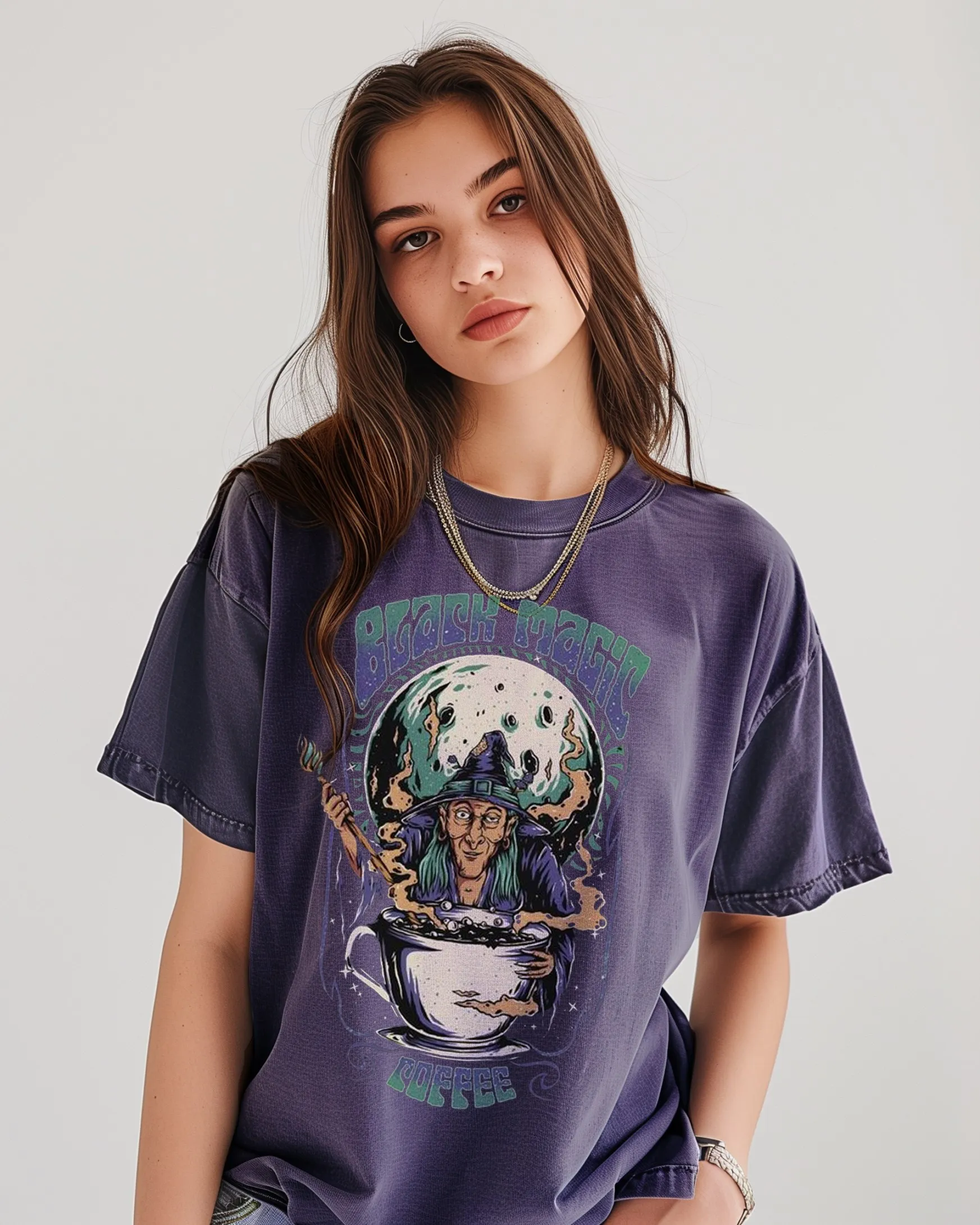 

Unisex oversized Washed T Shirt For Women Magic pattern Print T-shirt, Y2k hip-hop style T-shirt, Smmer Vintage Shirt Tops Tees