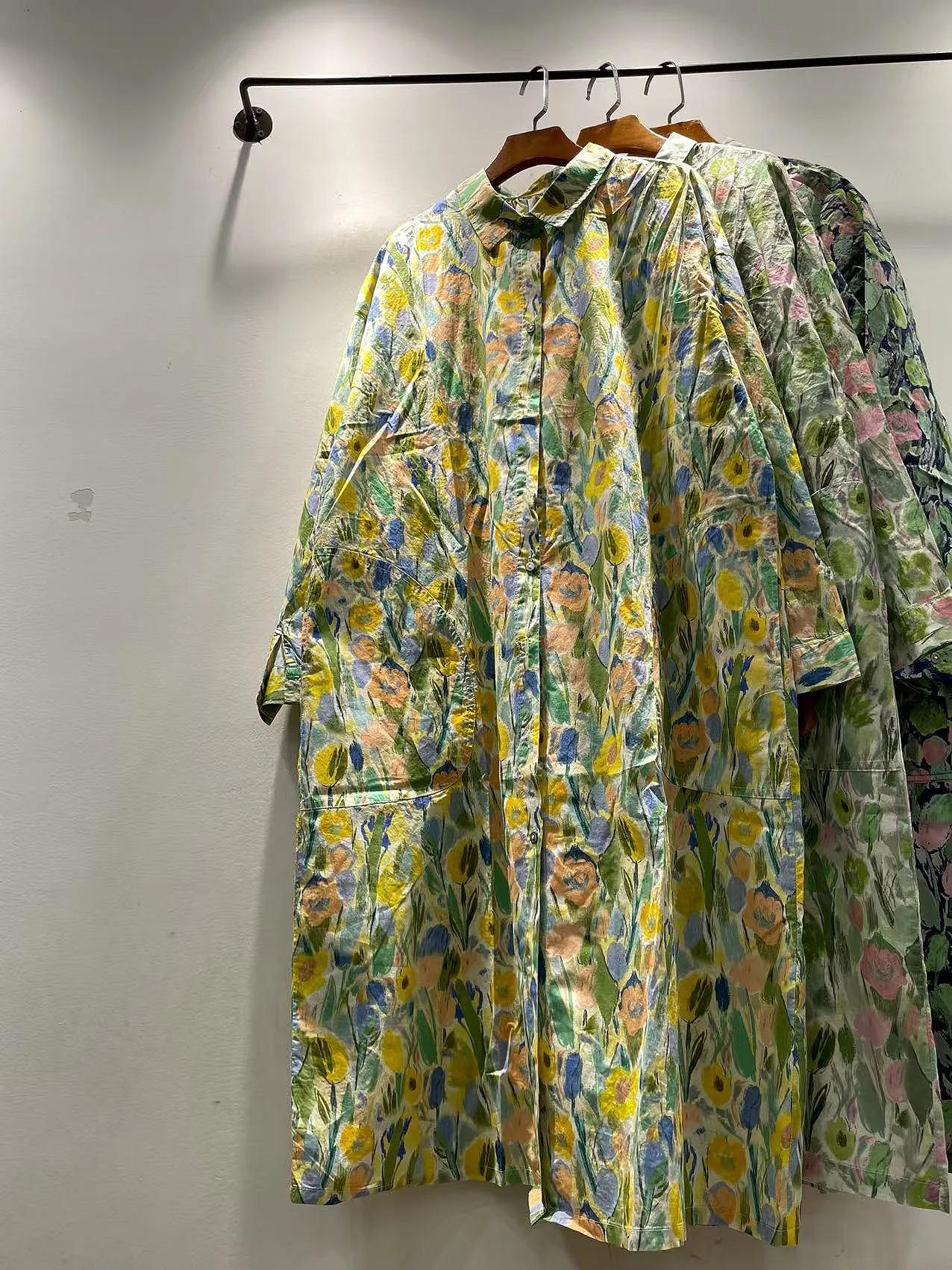 

Свободное хлопковое платье миди с принтом и воротником, в корейском стиле, женское, осеннее, новинка, на одной пуговице