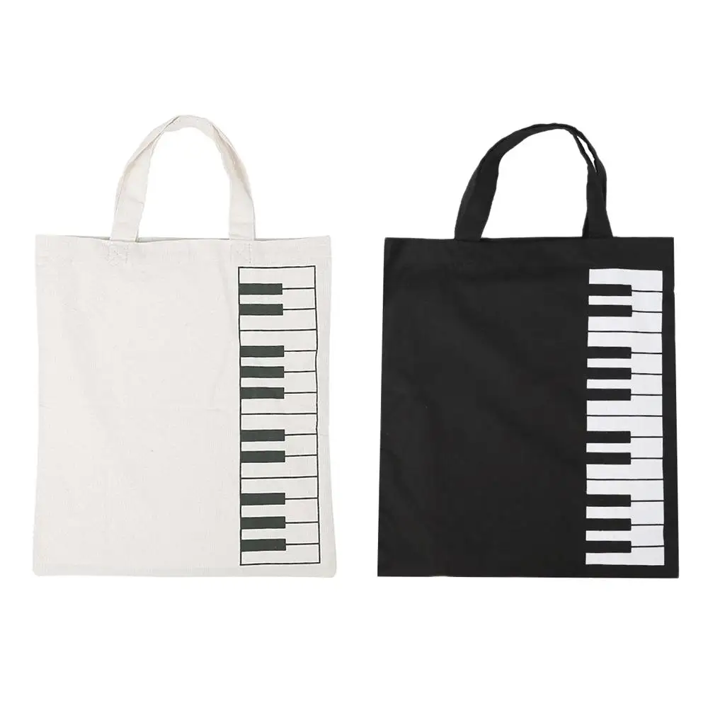 Women' Shoulder Handbag Cute Piano Keyboard Notes Printed Tote Bag