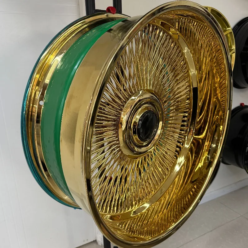 【2026】XINLAI Lowrider Rims 20x9 22x10 24x11 5x112 5x120 5x114.3 Gold Spokes Polished Barrel For Chevy Lowrider