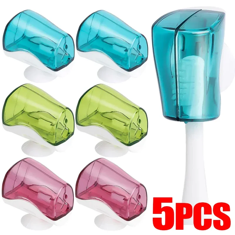 Suction Cup Toothbrush Holder Protector Case Dustproof Toothbrush Head Covers Caps Bathroom Travel Hotel Tooth Brush Organizer