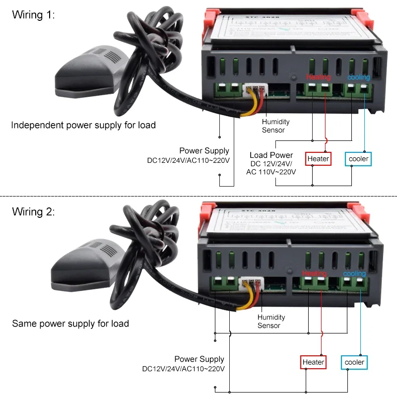 STC-3028 LED Digital Thermostat Temperature Humidity Controller Thermometer Sensor Hygrometer 10A Adjustable Cooler Heater