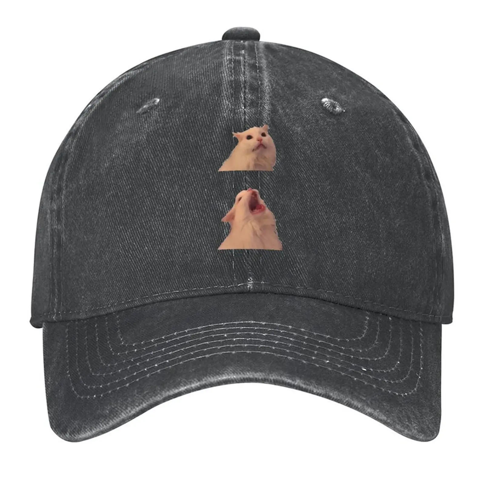 

White Cat Screaming Meme Baseball Cap Anime Horse Hat Sports Cap dad hat Men's Luxury Women's