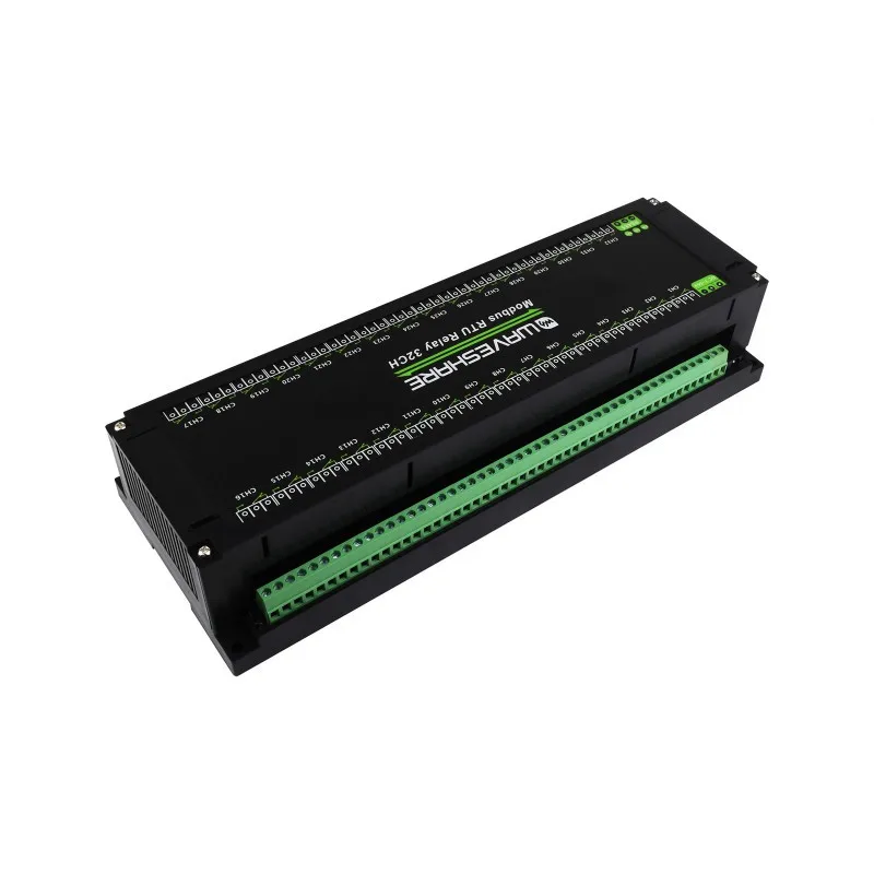32-Channel Modbus RTU Relay Module RS485 Isolated, Rail-Mounted,10A 250V AC/30V DC, Wide 7-36V Input with Surge Protection
