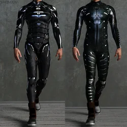 2024 Men Women Cosplay Skull Steampunk Costume Elastic Bodysuits Cyberpunk Mechanical Armor Jumpsuit Halloween Party Rompers