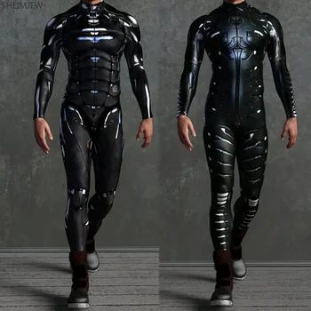 2024 男性女性コスプレスカルスチームパンク衣装弾性ボディスーツサイバーパンク機械鎧ジャンプスーツハロウィンパーティーロンパース