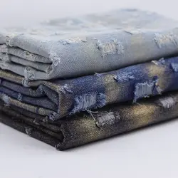 Bronzing Jeans Fabric Fashion By Meter for Coats Skirts Sewing 100% Cotton Designer Denim Textile Plain Soft Textured Black Blue