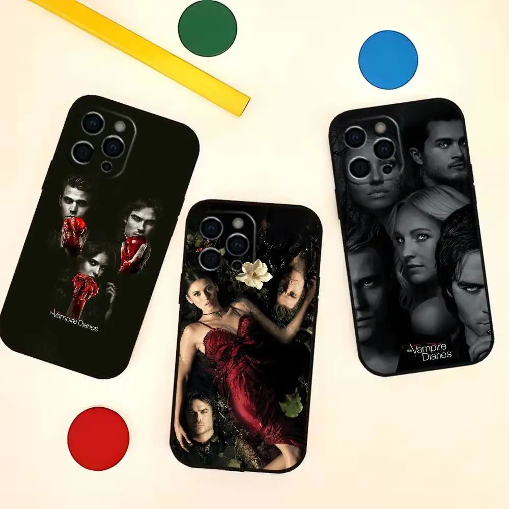 De V-Vampire D-Diaries telefoonhoesje voor iPhone 17,16,15,14,13,12,11 Plus,Pro,Max,XS siliconen zachte hoes