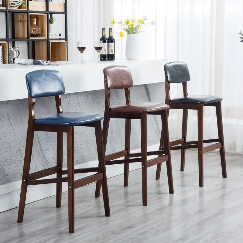 Metal Chairs High Stool Kitchen Bar Breakfast Leather Minimalist Counter Restaurant Vintage Chair Dining Camping Cafe Furniture