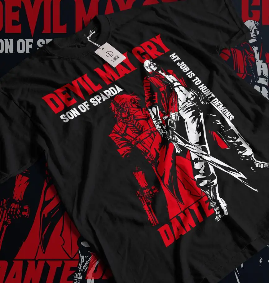 Devil May Cry Dante Graphic T-shirt Vintage Washed Game Merch Harajuku Unisex Oversized Crew Neck Cotton Short Sleeve Tee Tops