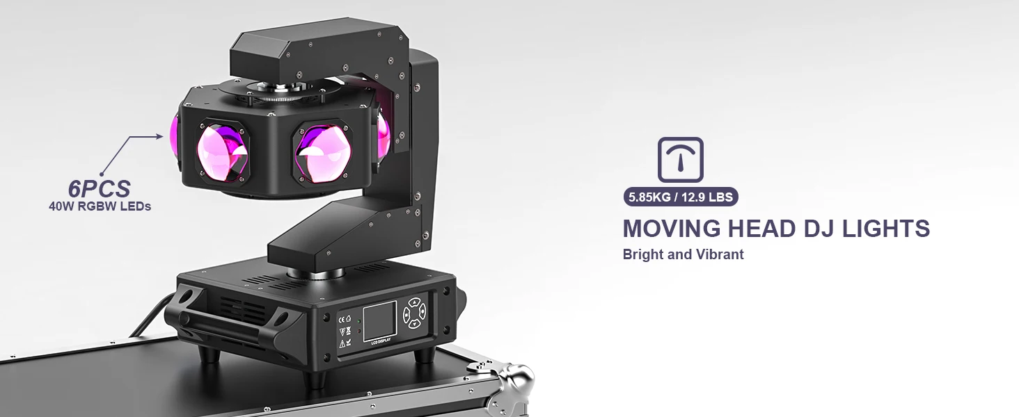 Yiflamefly 300W Beam Moving Head Lichter RGBW 6LED 360 ° Rotierende Bühnenbeleuchtung DMX512 14/16CH DJ-Licht für Disco, Hochzeit, Party, Show – Detail 6