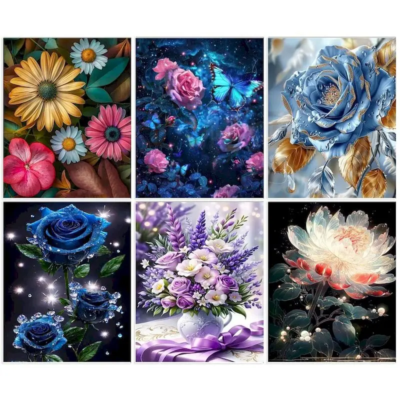 

GATYZTORY Full Round Diamond Embroidery Butterfly Cross Stitch Picture Rhinestones Flower Mosaic Painting Handmade Gift For Home