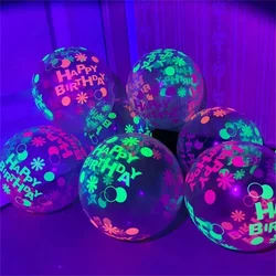 1/2/3Pcs Neon Happy Birthday Balloons 12inch UV Glow Balloons Blacklight Latex Globos Kids Baby Shower Birthday Party Decor