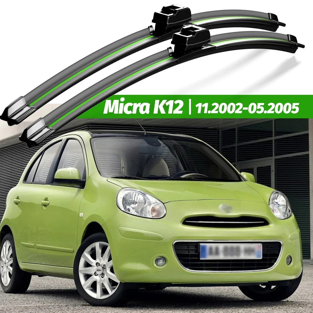 

Wiper LHD Front Wiper Blades For Nissan Micra K12 2002 - 2005 Windshield Windscreen Window Brushes 21"+18" Accessories