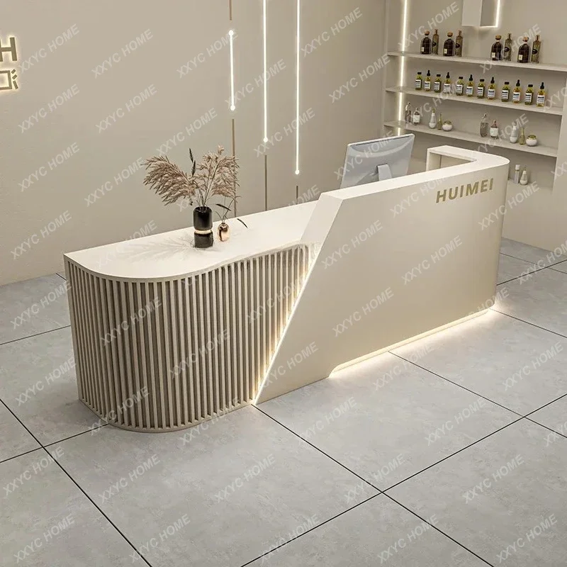 TTBeauty Salon Cashier Clothing Store Bar Simple And Light Luxury Corner Front Desk Arc Hotel Company Front Desk Reception Desk